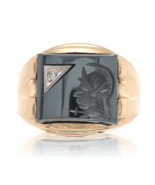 10k Yellow Gold Men&#39;s Hematite Intaglio Ring with Diamond Size 11.25 (#J... - $11,550.63 MXN