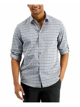 Alfani Men&#39;s Destin Ikat Striped Shirt Hyper Blue-Size Small - £13.39 GBP