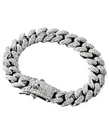 9.5Inch Cuban Link Bracelet 18K White Gold Plated 14mm For Men And Women - $26.68