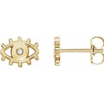 14K Yellow Gold .015 CTW Natural Diamond Evil Eye Earrings - £211.82 GBP