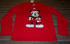 Walt Disney Mickey Mouse In Santa Hat Christmas T-Shirt Small New w/ Tag - £19.71 GBP
