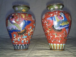 7MMM13 Matching Pair Of Cloisoine Vases, Purchased 1965 +/-,5-1/4&quot; Tall - £298.72 GBP