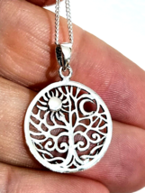 Sun Moon Tree of Life Necklace 925 Sterling Silver Pendant 18&quot; Chain Boxed - £15.84 GBP