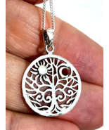 Sun Moon Tree of Life Necklace 925 Sterling Silver Pendant 18&quot; Chain Boxed - £15.76 GBP