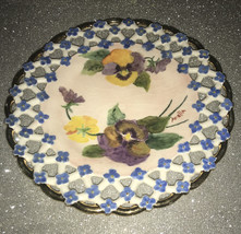 Vintage Hand Painted Plate by &quot;Amelia&quot; Blue  flowers Purple And Yellow P... - £5.43 GBP