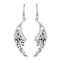 Alluring Celtic Knotted Angel Wings .925 Silver Dangle Earrings - £21.79 GBP