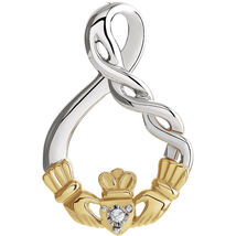 An item in the Jewelry & Watches category: Sterling Silver & 10K Yellow Gold .01 Carat Diamond Claddagh Pendant