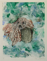 Komodor Dog Art Monotype Hand Pulled Print Solomon - £35.14 GBP