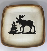 Woodland Collection Moose Tree Plate Platter Charger 11&quot; Brown Stoneware Rustic - £23.89 GBP