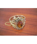 Vintage Costume Jewelry Topaz Gold Filagree Bangle - $26.00