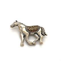 Vintage Sterling Signed Carolyn Pollack Relios Enamel Floral Saddle Horse Brooch - £51.43 GBP