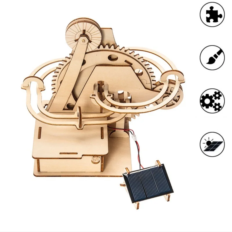 Marble Run Game Stem Mechanical Gear DIY Solar Powered Wooden Model Buil... - £28.76 GBP