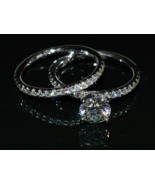 Engagement Bridal Ring Set Round Sim Diamond 10k White Gold Finish 925 S... - $105.07 CAD