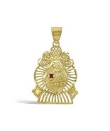 Saint Lazarus Pendant Real 10k Gold Charm Simulated Ruby 1.4&quot; - £166.13 GBP