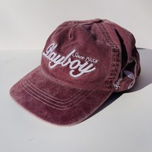 Playboy x Homme Femme Embroidered Vintage Washed Burgundy Snapback Cap - £22.59 GBP