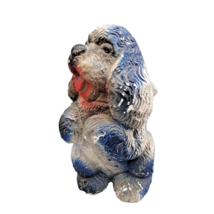 Vintage Blue and White Chalkware Spaniel, Playful Face, Puppy Lovers Carnival - £47.95 GBP