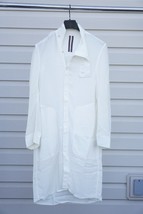 Rick Owens Island Cowl Longline Crepe Shirt Jacket Milk White - £372.14 GBP