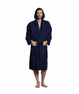 Turkuoise Men&#39;s Turkish Terry Cloth Robe, Thick Hooded Bathrobe (Navy, L... - $801.33 MXN