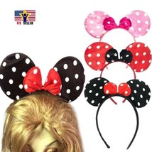 Cute Polka Dot Mouse Minnie Ear Ribbon Headband Halloween Head Hair band costume - £3.16 GBP+