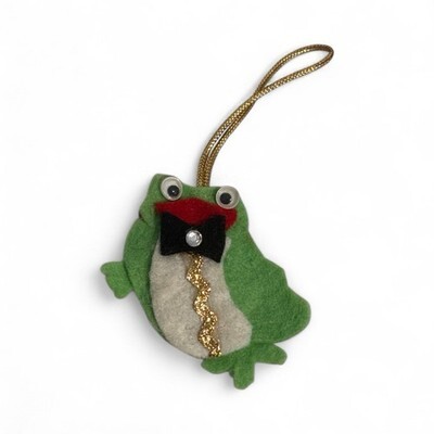 Vintage Handmade Sequin/Felt Santa Snowman Frog Christmas Ornaments Lot Of 5 Item image 10