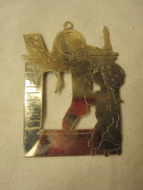 Christmas Ornament: 1980 Gloria Duchin: 3&quot; gold plated Fireplace w/ Stockings  - £5.90 GBP