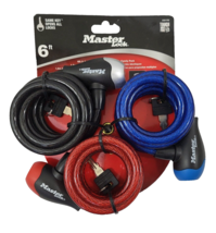 Master Lock 6 ft. Long Bike Lock Cable with Key 3 Pack Assorted Colors - £14.39 GBP