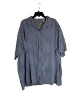 Men’s Caribbean Vintage Silk Blend Blue Hawaiian Button Down Shirt Size 3XL - £17.49 GBP