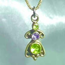 ADS# Sterling 925 Silver Necklace w/ Peridot Gem Accents - £46.98 GBP
