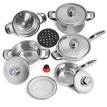 Waterless Stainless Cookware Maxam 9 piece 9-Ply Stainless Steel Set Closeout - £151.05 GBP