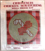 Christmas Chicken Scratching Wall Deco Kit Vintage 1983 Candy Cane Framing Hoop - £15.65 GBP