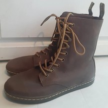 Dr Martens Tehani Ankle Boots Combat Flat Lace Up Brown Leather Womens S... - $35.99