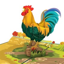 Lovepop Beautiful Colorful Festive Rooster, 3-D Pop-Up Greeting Card - £7.33 GBP