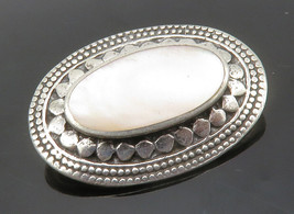 925 Sterling Silver - Vintage Mother Of Pearl Circle Pattern Brooch Pin - BP5069 - £27.83 GBP