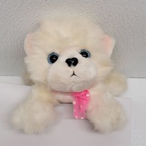 Vintage 1993 Tyco Puppy Puppy Puppies White Cream Dog Plush Pink Bow Pointy Ears - £73.87 GBP