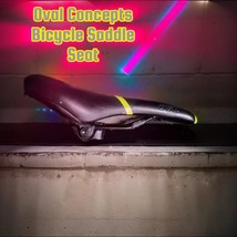 Bike  Saddle/Oval Concepts Blk W/Yellow Neon Stripes Aerodynamic, Rarely Used. - £21.81 GBP