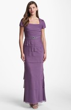 Adrianna Papell Embellished Shutter Pleat Mesh Gown Sz 14 Violet - $106.13