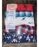 Wonder Nation Boys Woven Boxers 5-Pair Plaid Underwear Cotton Tag Free (... - £9.85 GBP