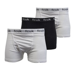 FCUK Men&#39;s White Black White 3 Pack Boxer Briefs - £11.08 GBP