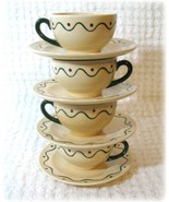 Metlox California Provincial Green Rooster Poppytrail 4 Coffee Cups Sets... - $26.04 CAD