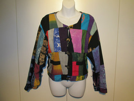 Kosi Bali Collection Patchwork Batik Cropped Jacket 100% Rayon Art To Wear Euc - £32.13 GBP