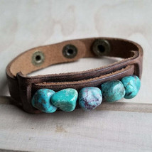 Narrow Cuff with African Turquoise Chunks - £44.21 GBP