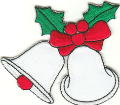 Jingle White Bells Bow Embroidery Patch Iron on Christmas Wedding Decor ... - £14.94 GBP