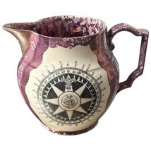 Antique Sunderland Lustre Pink Sailor&#39;s Lament Compass Jug Pitcher 19th ... - $300.00