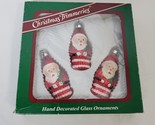 Vintage Bradford Christmas Trimmeries Santa Claus Glass Ornaments Set of... - $18.80