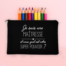 Teacher Gifts Thanks Teacher French Print Storage Bags Pencil Case Large... - £21.35 GBP