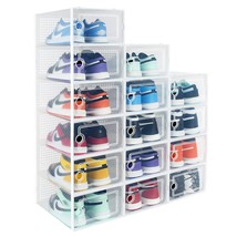 15 Pack Foldable Shoe Storage Boxes, Shoe Boxes Clear Plastic Stackable,... - £51.89 GBP