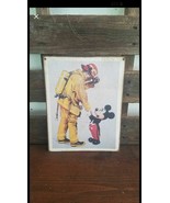 11&quot; Mickey Mouse Firefighter Thank You sign pop ART Wood Vtg style Sign - $41.66 CAD