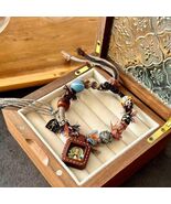 Zaji Lhamo Tibetan Thangka Leather Bracelet  Handmade Bohemian Ethnic Go... - $17.65