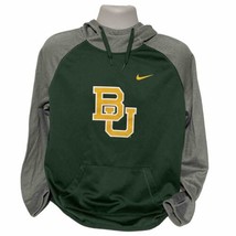 BU Baylor Bears University Therma Fit Mens Large Sweatshirt Hoodie Gray Green - £17.36 GBP