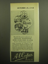 1958 A.S. Cooper Ad - Wedgwood Bermuda Landmarks Hors d&#39;Oeuvres Plates - £14.53 GBP